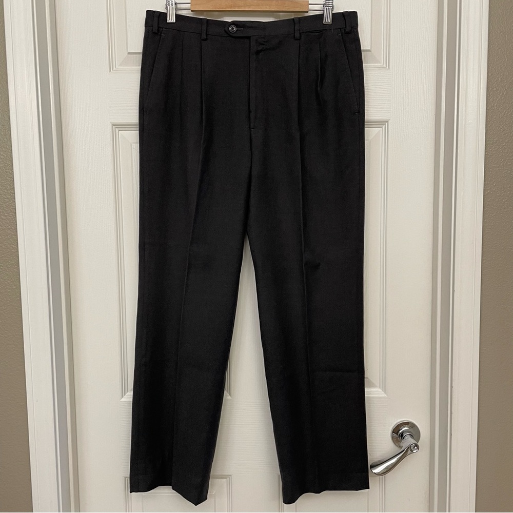 BRIONI CANNES SUPER 180’s 35” X 29” Charcoal 100% Wool Pleated Suit Trouser Pant